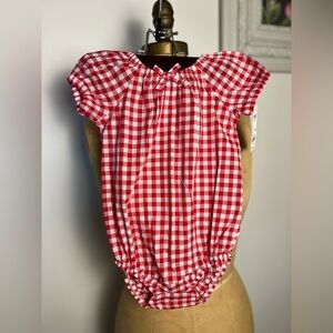 Oshkosh B’gosh 12 month red and white gingham onesie NWT